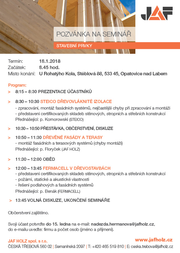 Na lednovém semináři JAFHOLZ budou k vidění i výhody desek a podlahových prvků fermacell v dřevostavbách